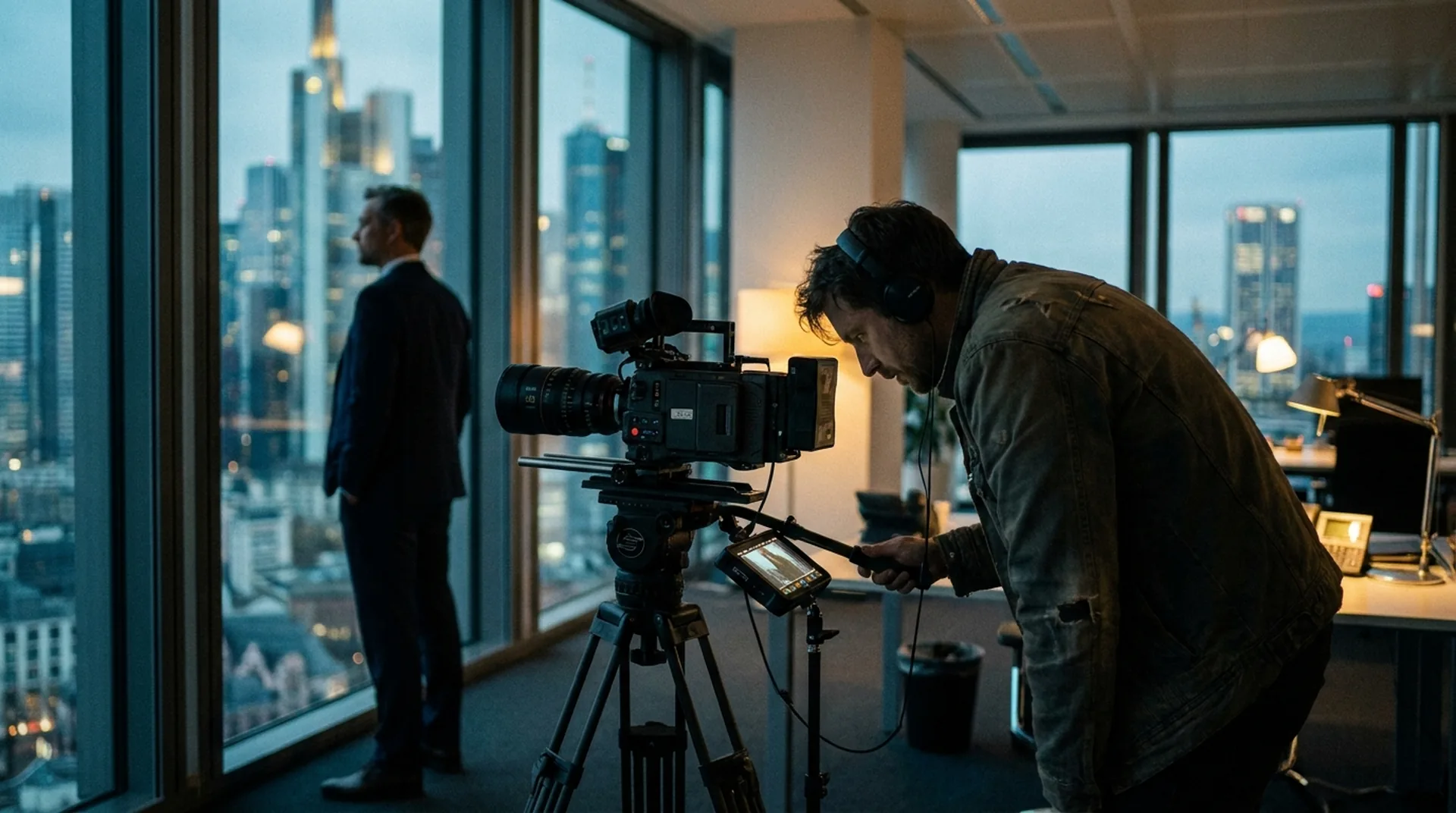Filmproduktion Frankfurt: Markenfilm-Dreh über den Dächern der Stadt